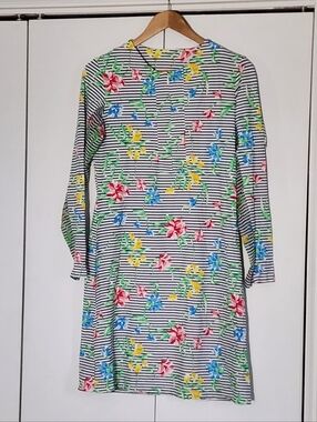 Ibkul Floral Stripe Shift Dress - Multicolor